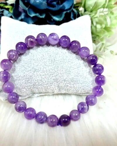 Jet Amethyst Bracelet | 8mm Beads | Mental Clarity | Spiritual Protection