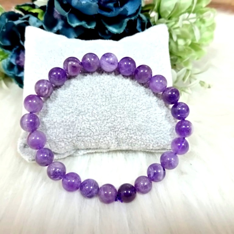 Jet Amethyst Bracelet | 8mm Beads | Mental Clarity | Spiritual Protection