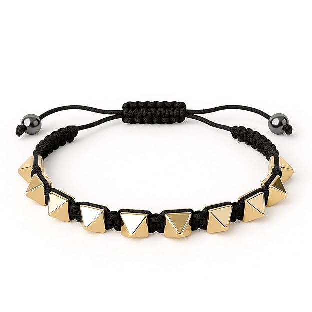 Jet Pyrite Pyramid Bracelet | Wealth Attraction | Boosting Confidence