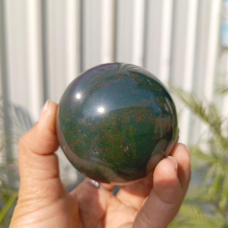 Bloodstone Gemstone Ball | 50-55mm | Boost strength & courage | Home Office Decor