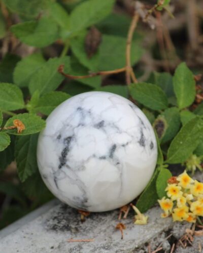 Howlite Gemstone Ball | 50-55mm | Reducing Stress, Anxiety & Anger | Home Office Decor