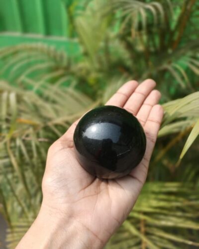Black Tourmaline Gemstone Ball | 50-55mm | Protection Shield | Home Office Decor