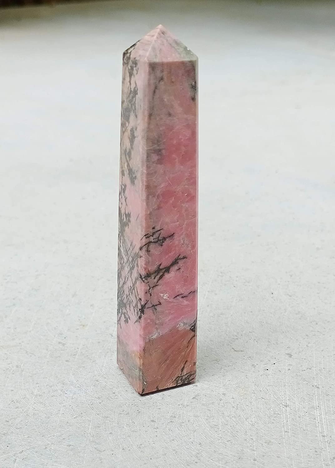 Rhodonite Gemstone Tower | 3.5-4 inch | Anger Control & Forgiveness Energy | Natural | Home & Office Decor