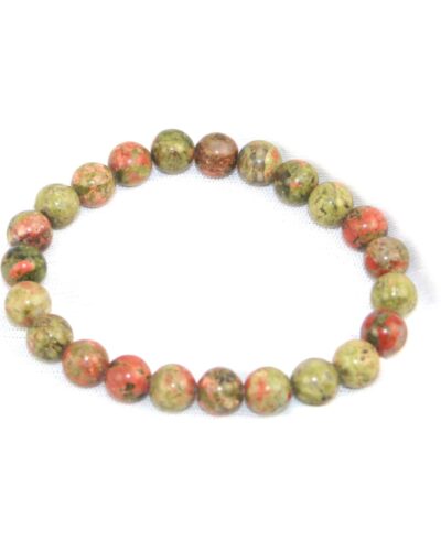 Jet Unakite Bracelet | 8mm Beads | Spiritual Balancing | Inner Growth