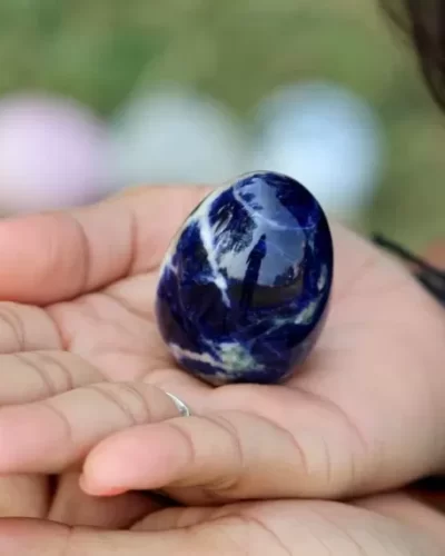 Sodalite Gemstone Egg | 2-inch | Clarity & Focus | Home Office Decor