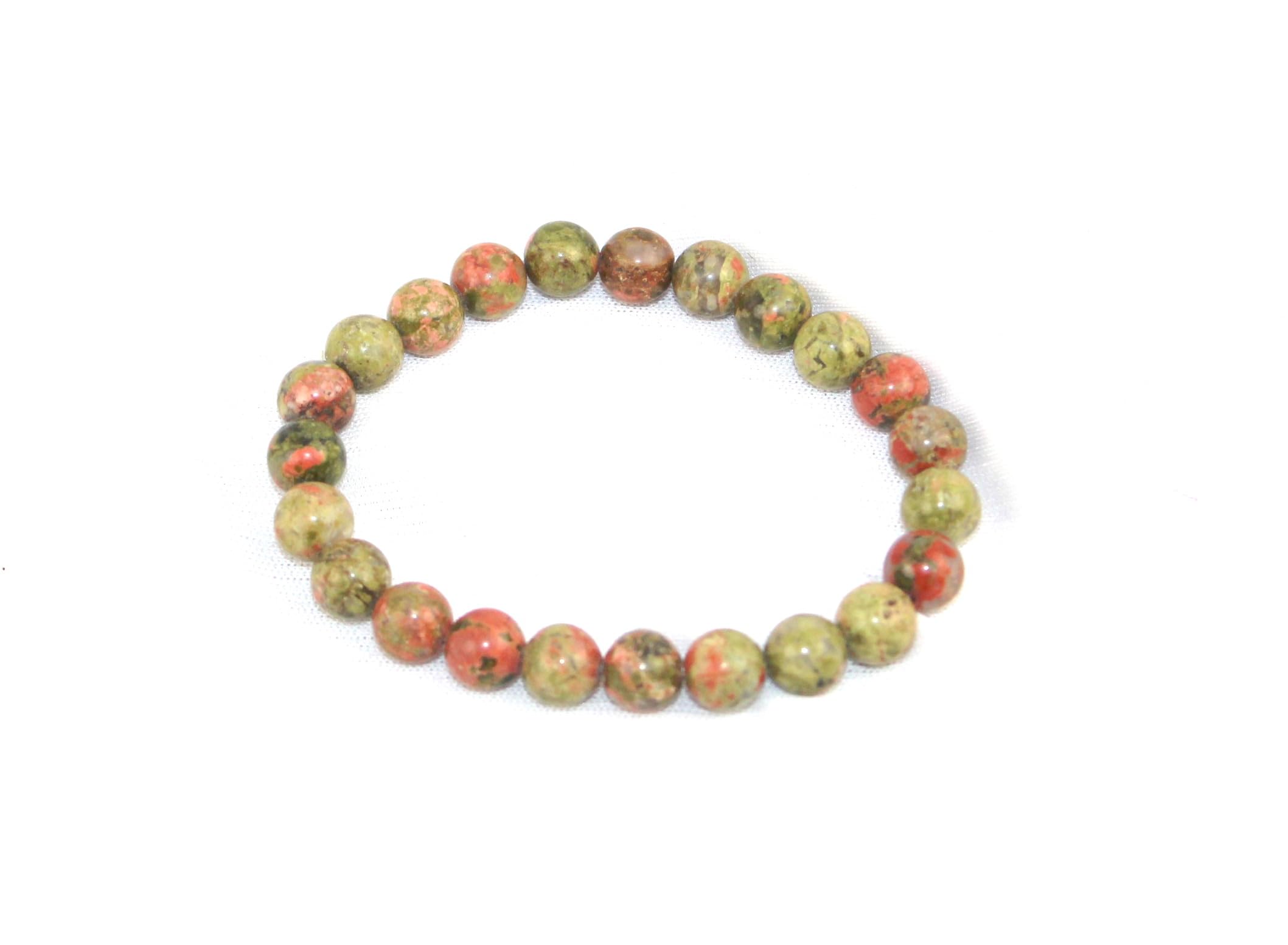 Jet Unakite Bracelet | 8mm Beads | Spiritual Balancing | Inner Growth