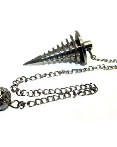 Black Metal Twisted Coil Cone Pendulum | Spirituality | Meditation | Dowsing | Metal Pendulum