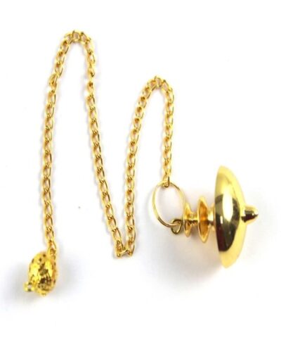 Disc Gold Plated Pendulum | Energy Balancing | Spiritual Tool With Chain