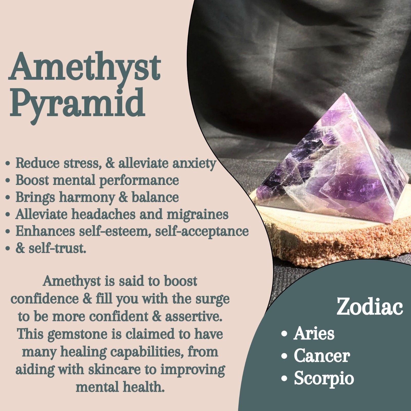 Amethyst Pyramid | 1.5–2 Inch | Handmade Decorative Pyramid for Home, Office & Table Décor