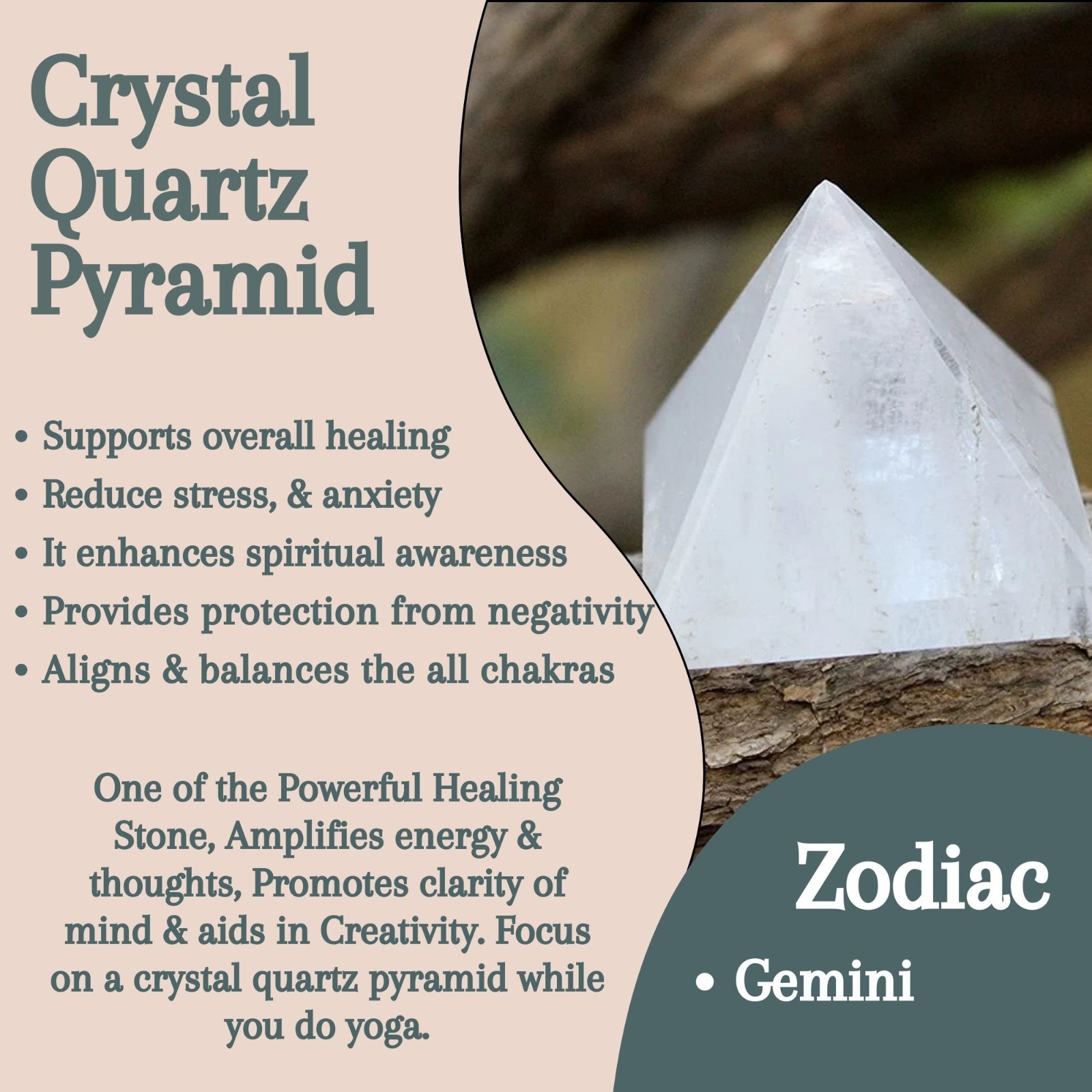 Clear Quartz Crystal Pyramid | 1.5–2 Inch Approx. | Handmade Decorative Pyramid for Home, Office & Table Décor