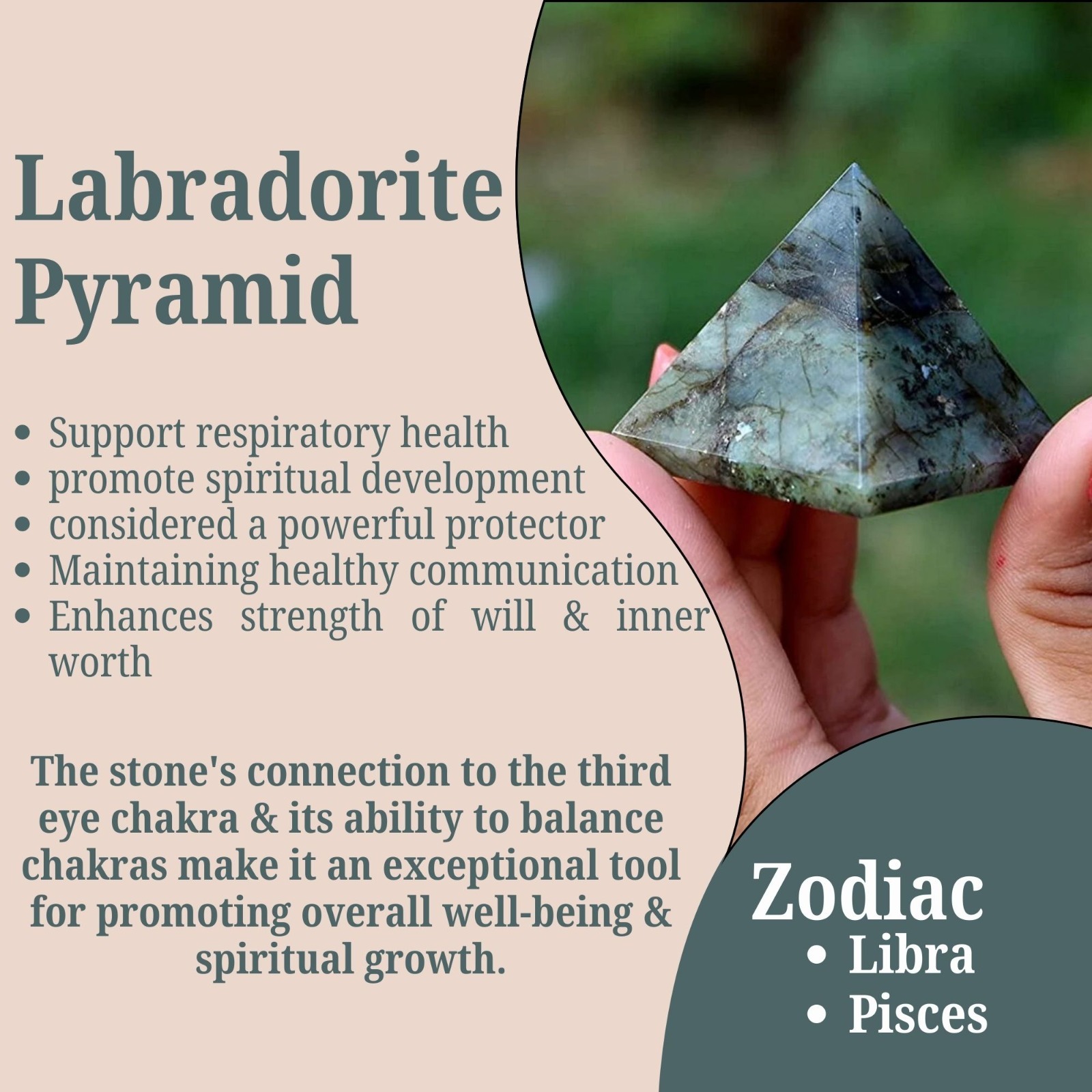 Labradorite Orgone Pyramid | Purify Energy | Handmade | Home Office Decor