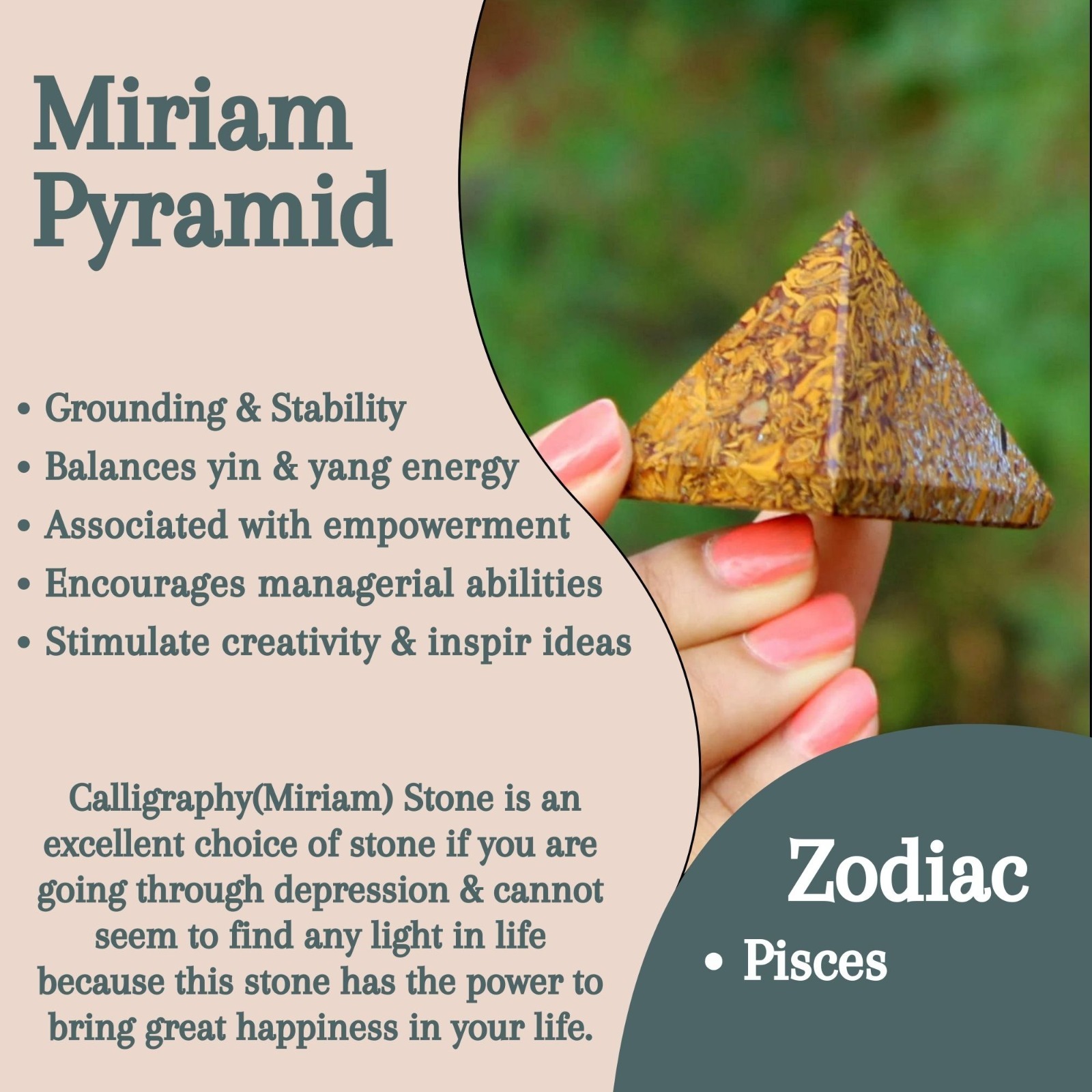 Miriam Pyramid | 1.5–2 Inch | Handmade Decorative Pyramid for Home, Office & Table Décor