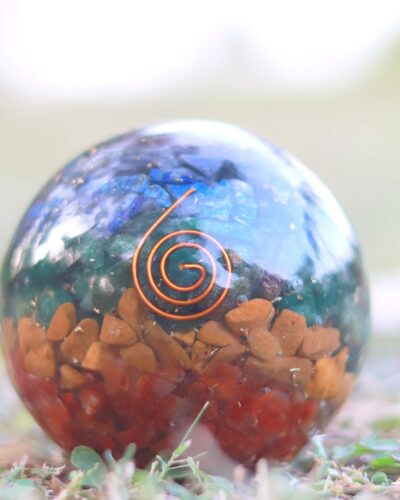 Chakra Layer Gemstone Orgone Ball | 50-55mm | Chakra Balancing | Home Office Decor