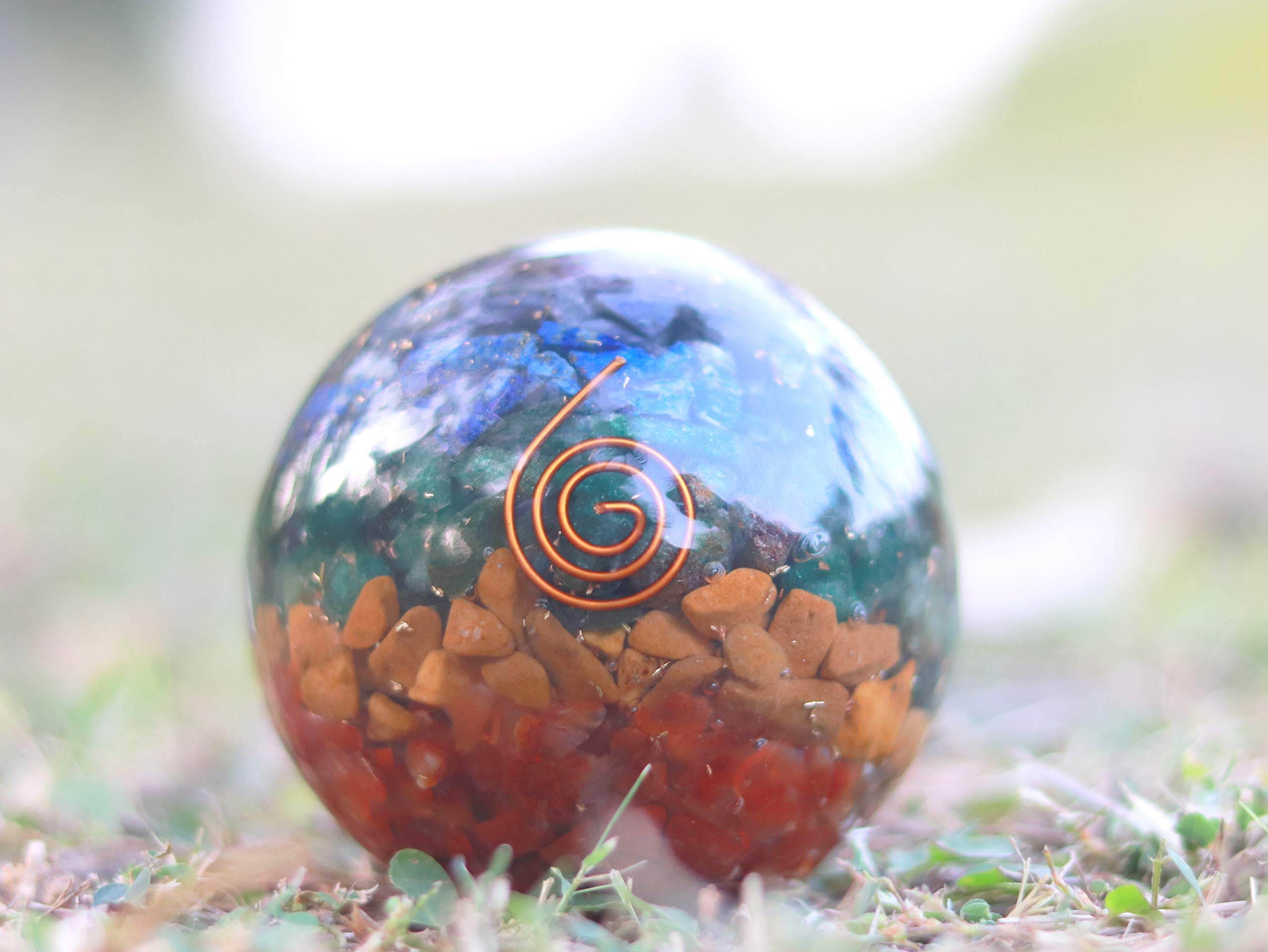 Chakra Layer Gemstone Orgone Ball | 50-55mm | Chakra Balancing | Home Office Decor