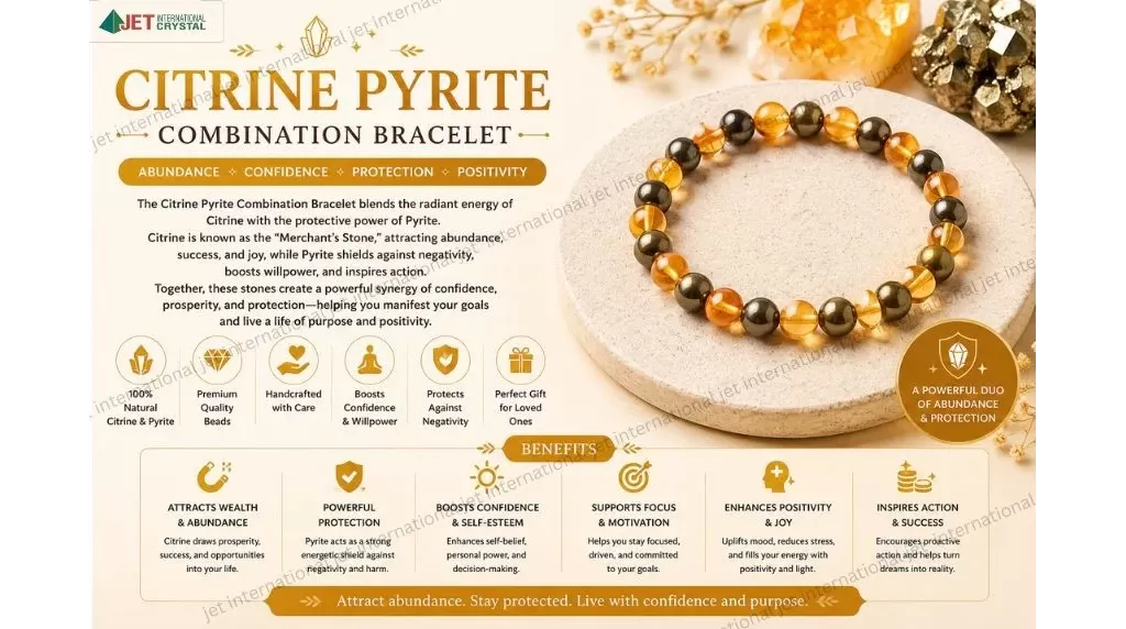 Jet Citrine Pyrite Combination Bracelet