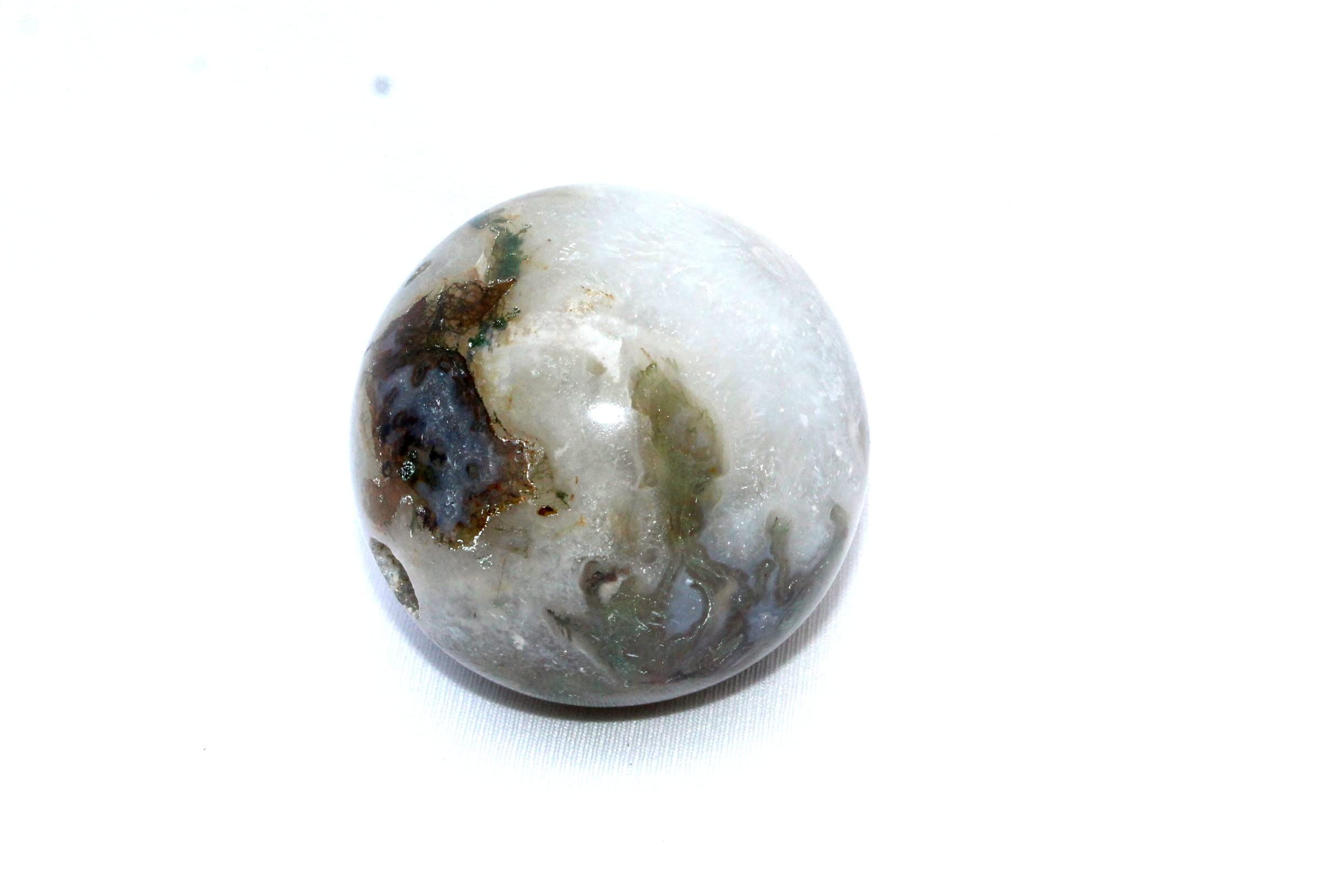 Moss Agate Gemstone Ball | 50-55mm | Abundance & Grounding | Home Office Decor