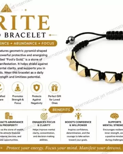 Jet Pyrite Pyramid Bracelet | Wealth Attraction | Boosting Confidence