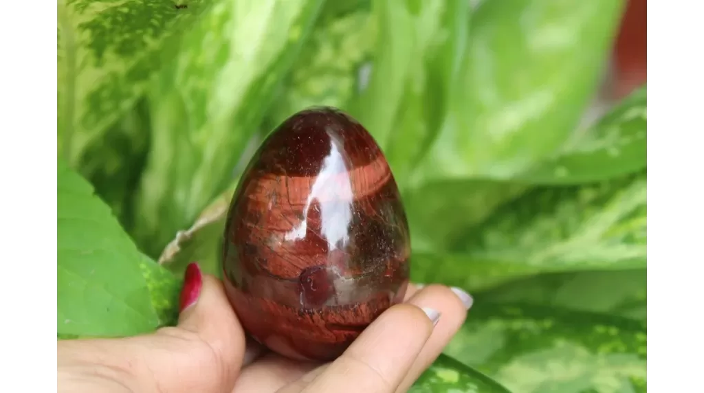 Red Tiger Eye Gemstone Egg | 2-inch | Motivation, Courage, and Focus | Home Office Decor