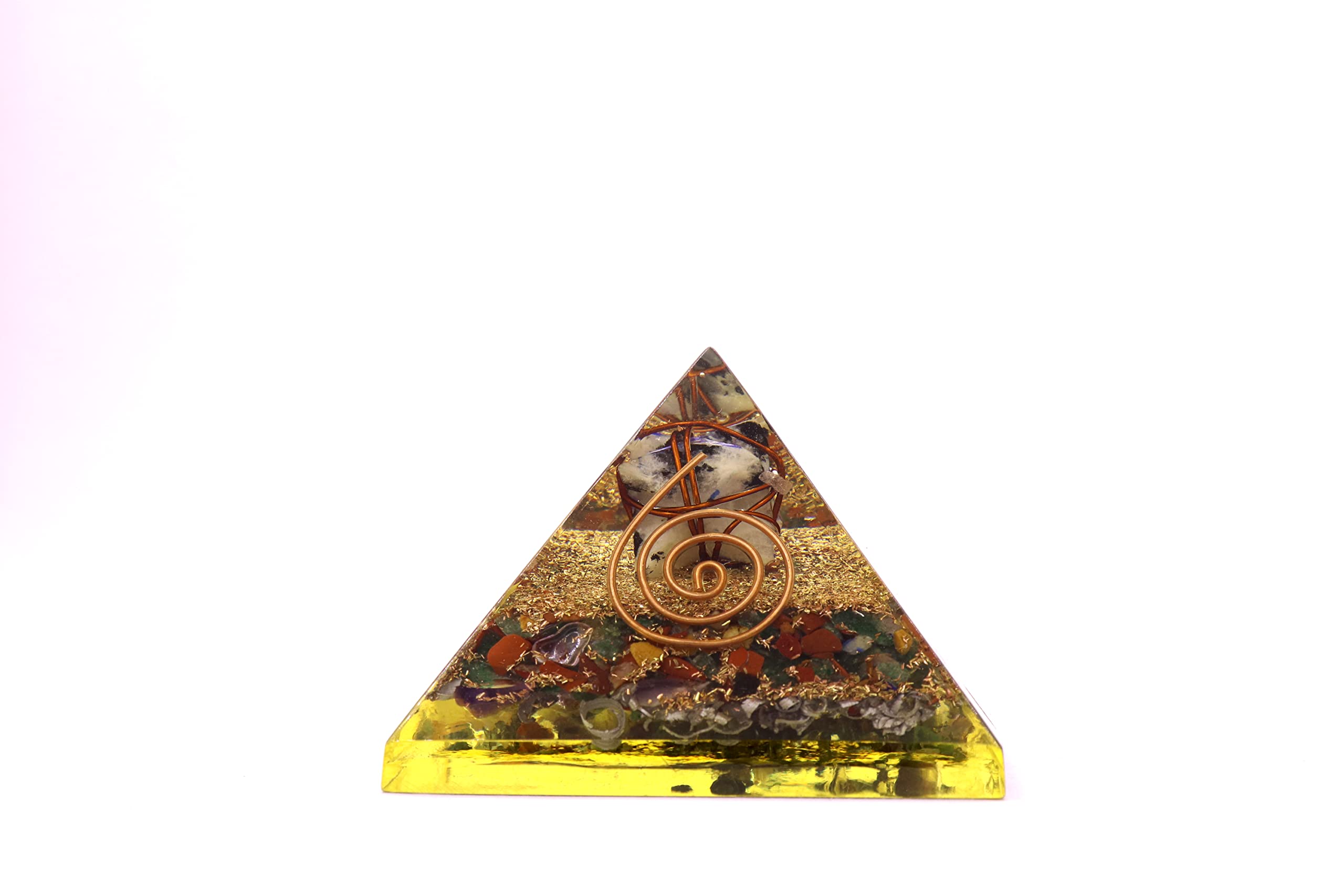 Rainbow Moonstone Merkaba Orgone Pyramid | Chakra Balancing | Handmade | Home Office Decor