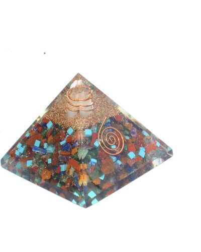 Mix Gemstone Orgone Pyramid | Chakra Healing & Self Devlopment | Handmade | Home Office Decor
