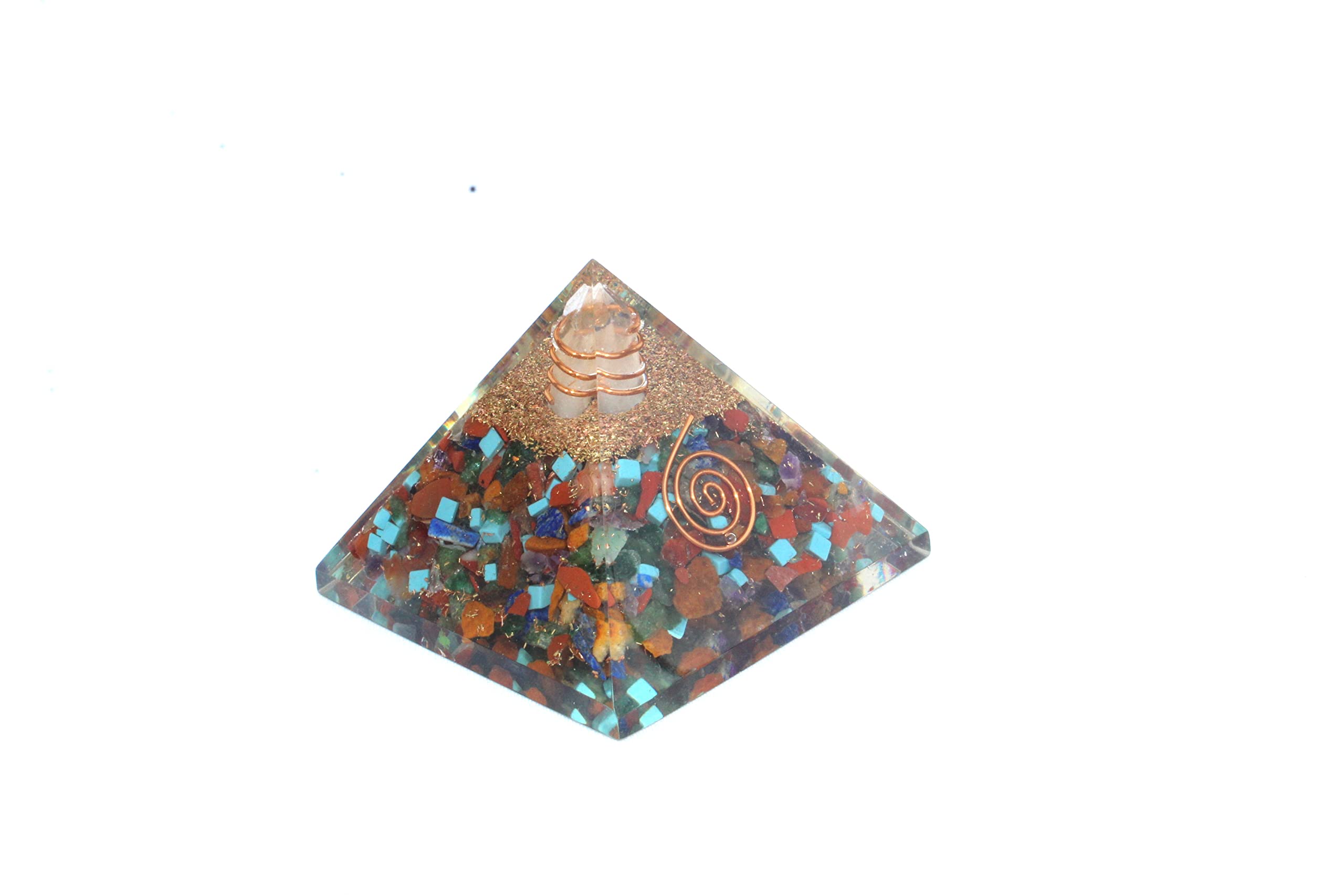 Mix Gemstone Orgone Pyramid | Chakra Healing & Self Devlopment | Handmade | Home Office Decor