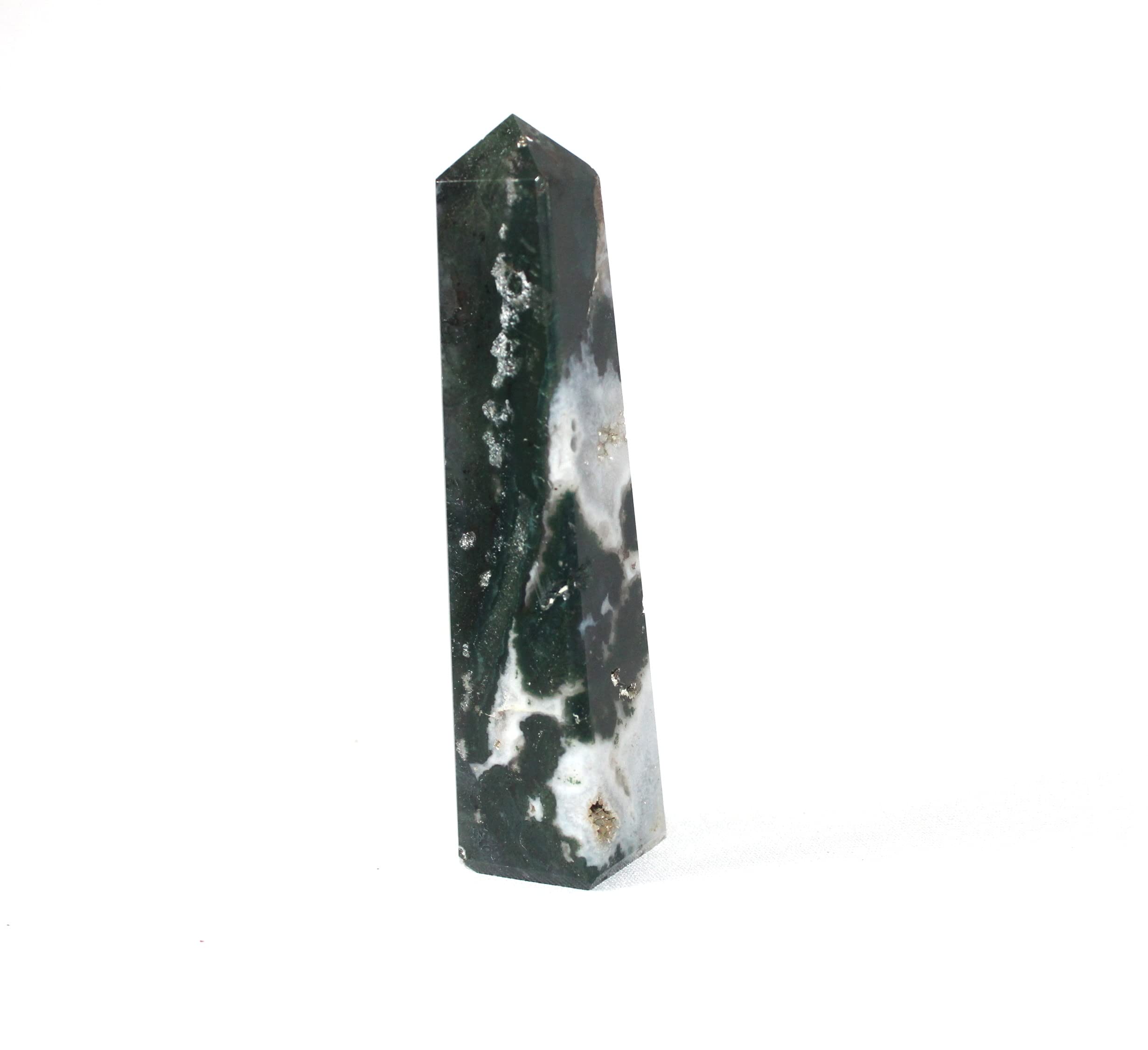 Moss Agate Gemstone Tower | 3.5-4 inch | Spiritual Healing | Natural | Home Decor