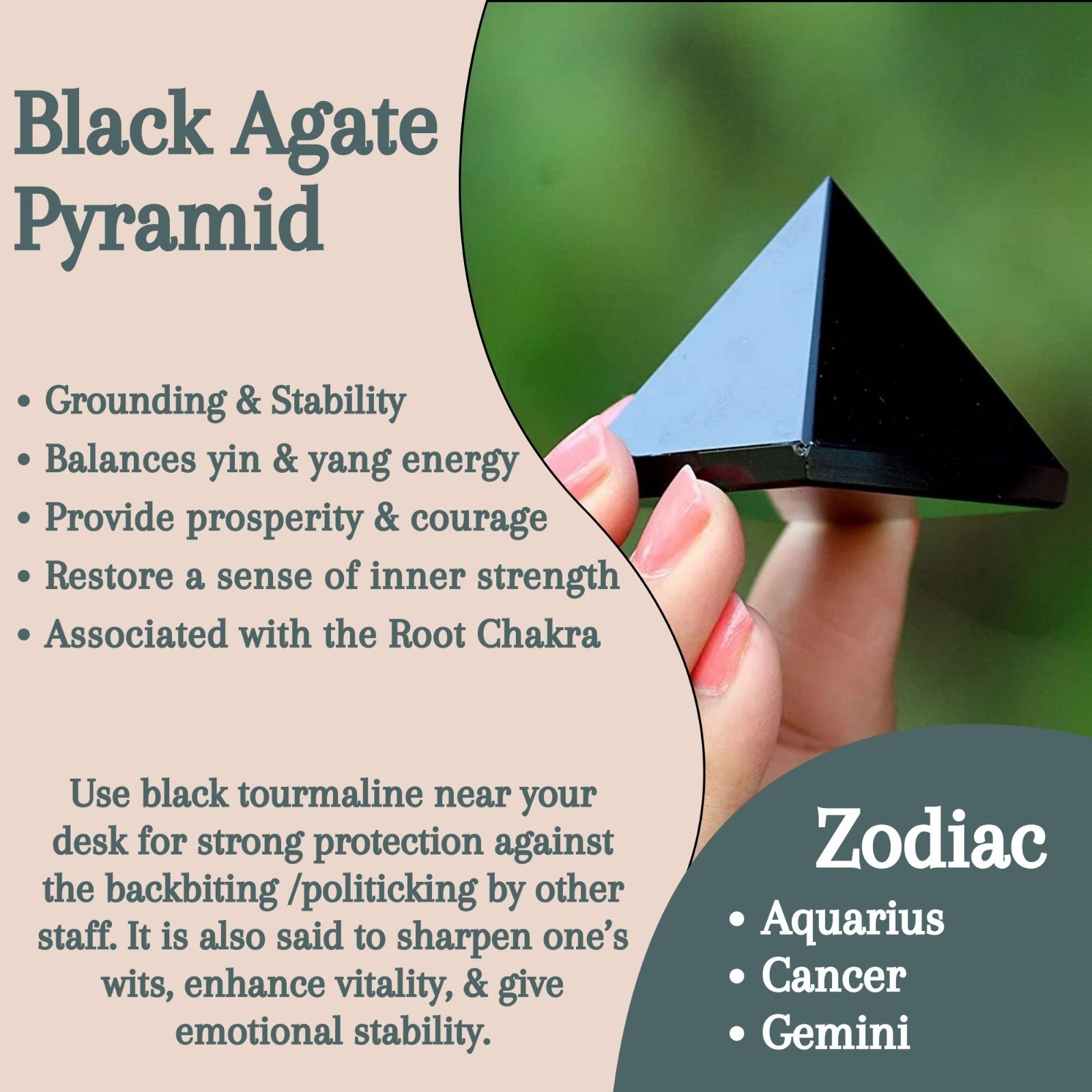 Black Agate Pyramid | 1.5–2 Inch | Handmade Decorative Pyramid for Home, Office & Table Décor