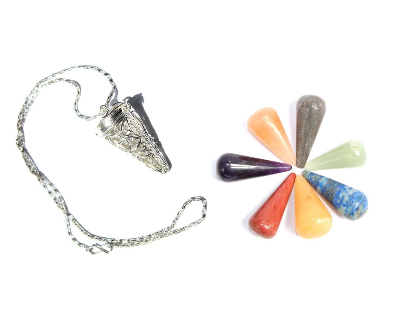 Silver plated Triquetra Cage Cone Pendulum | Meditation | Healing | Divination | Dowsing Pendulum