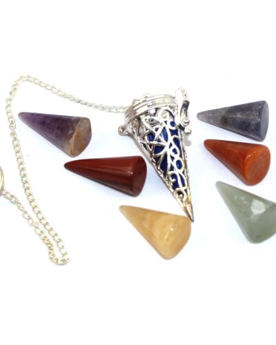 Silver plated Star Cage Cone Pendulum | Meditation | Healing | Divination | Dowsing Pendulum