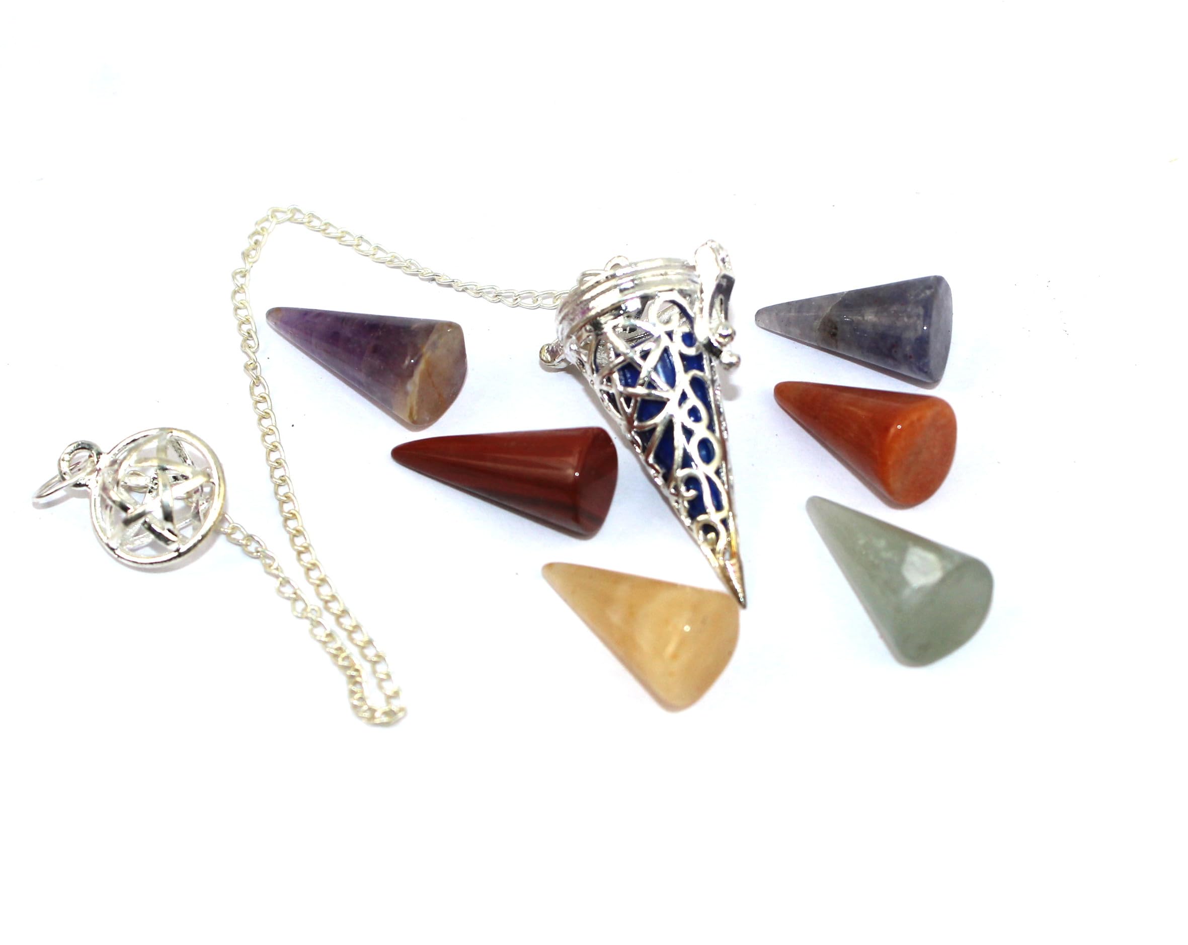Silver plated Star Cage Cone Pendulum | Meditation | Healing | Divination | Dowsing Pendulum