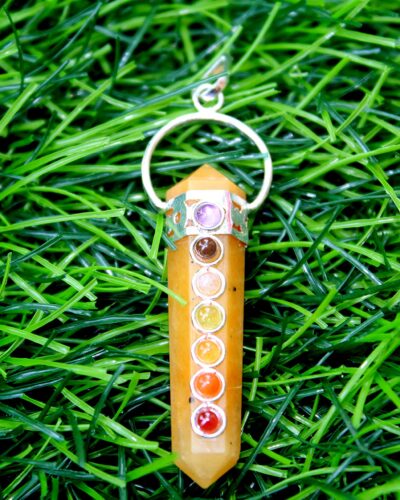 Yellow Jasper Double Point Chakra Terminated Point Pendant | Healing | Crystal Therapy | Dowsing Pendant