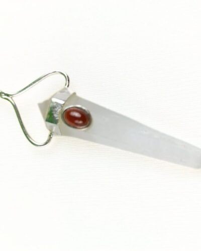 Selenite Double Terminated with Garnet Point Pendant | Gemstone Healing | Crystal Therapy | Natural Crystal Pendant