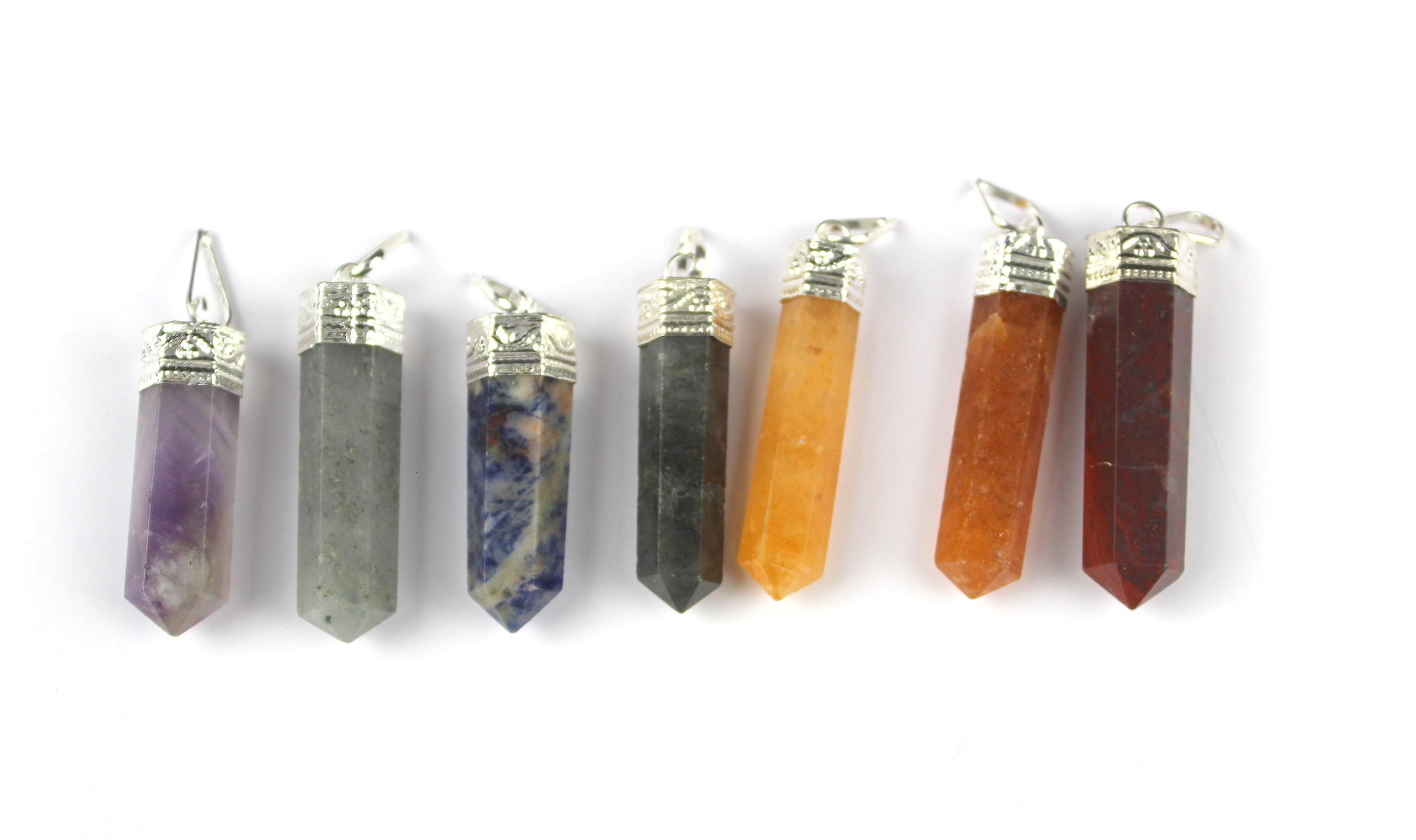 Chakra Pencil Point Pendant Set Of 7 | Gemstone Healing | Crystal Therapy | Natural Crystal Pendant