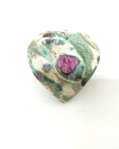 Ruby Fuschite Heart Pendant | Gemstone Healing | Spirituality | Balancing | Natural Crystal Heart Pendant