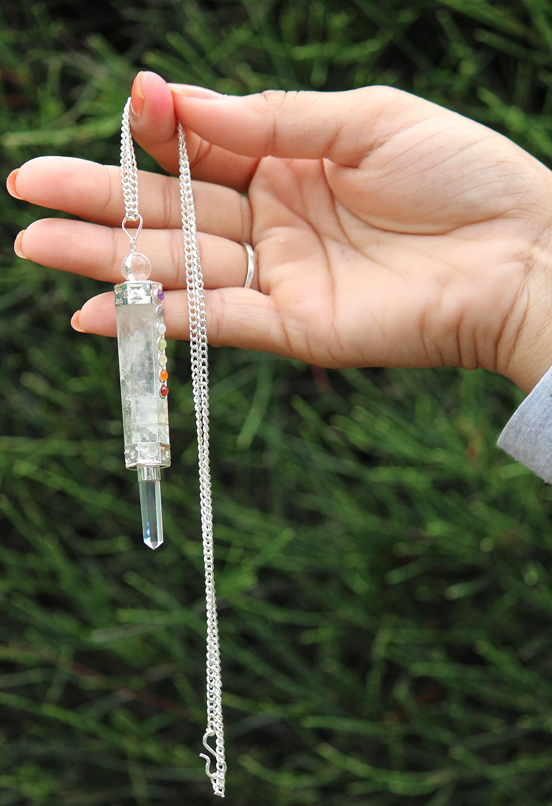 Authentic Crystal Quartz Chakra Wand Pendant | Gemstone Healing | Natural crystal | Chakra Wand Pendant