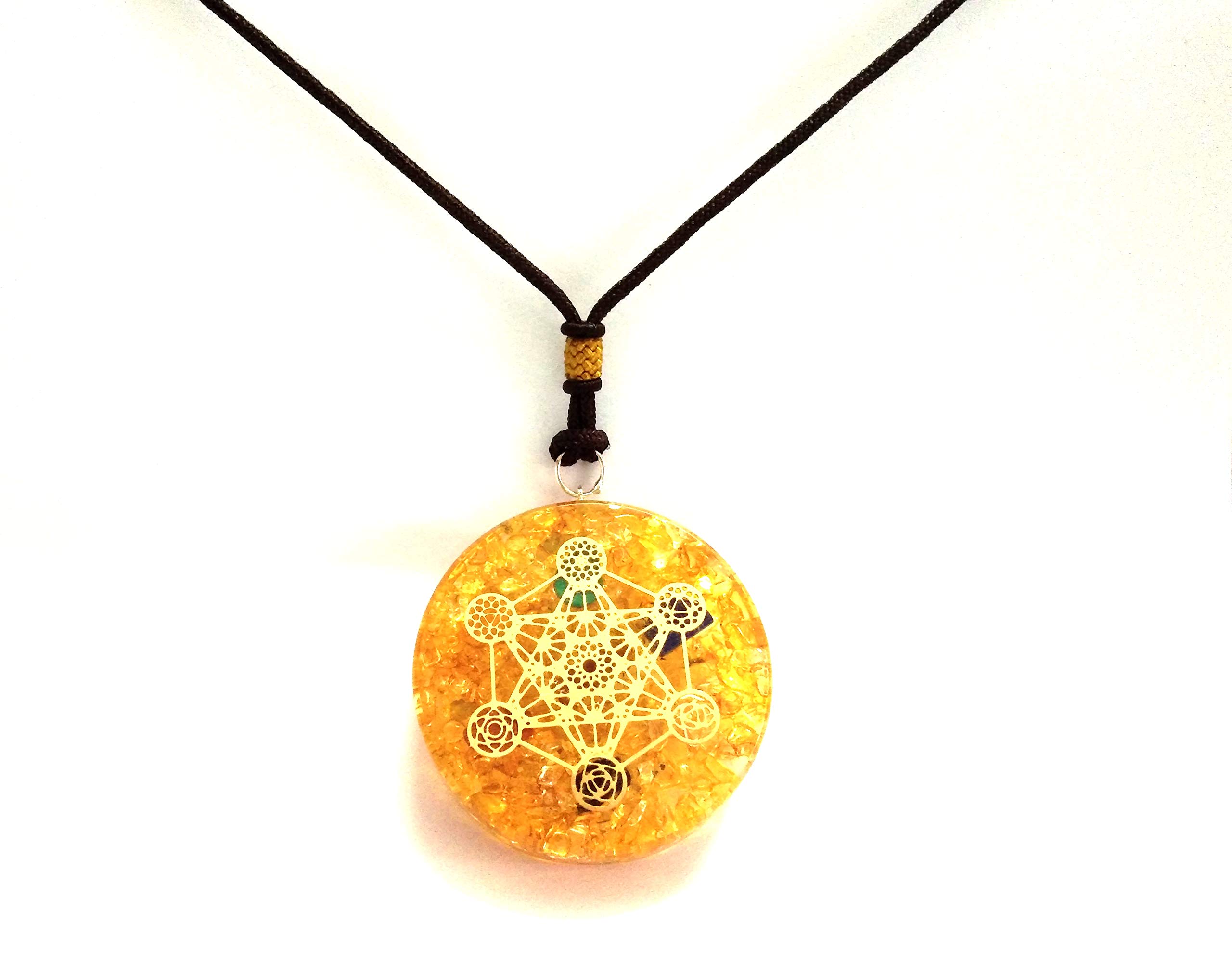 Citrine Metatron Orgone Pendant | Chakra Balancing Healing Meditation | Pendant