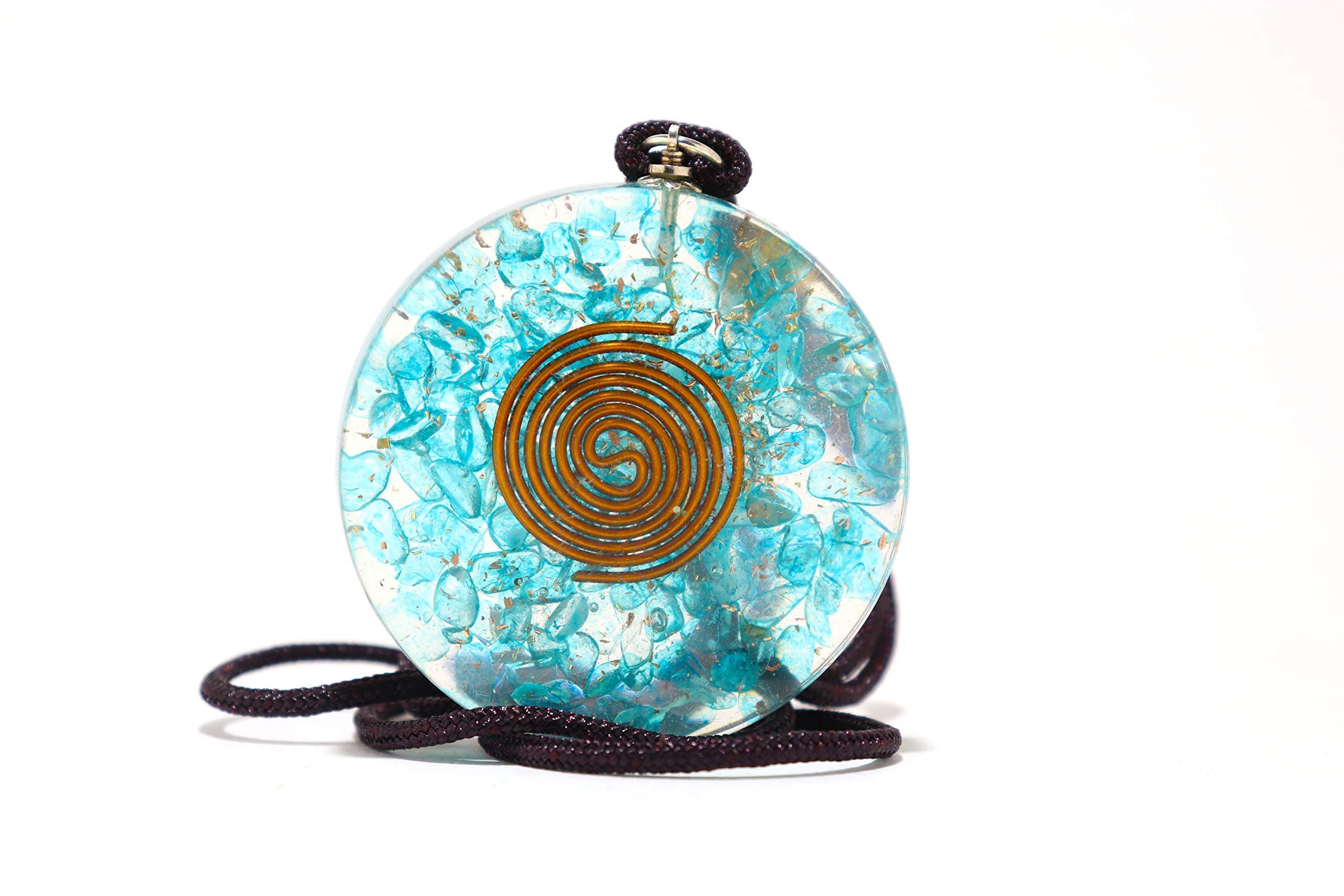 Feroza With Copper Coil Metatron Pendant | Meditation calmness Reiki Chakra Balancing | Metatron Pendant