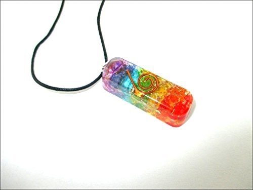 Rainbow Orgone Pendant | Gemstone chakra Balancing Spiritual Healing | Chord Pouch