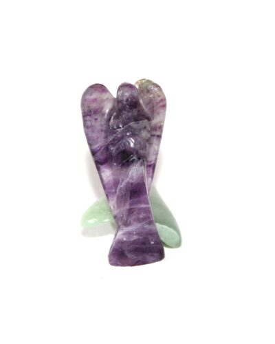 Purple Flourite Gemstone Angel | 2-inch | Carved Pocket crystal Guardian Angel | Natural Gemstone Angel