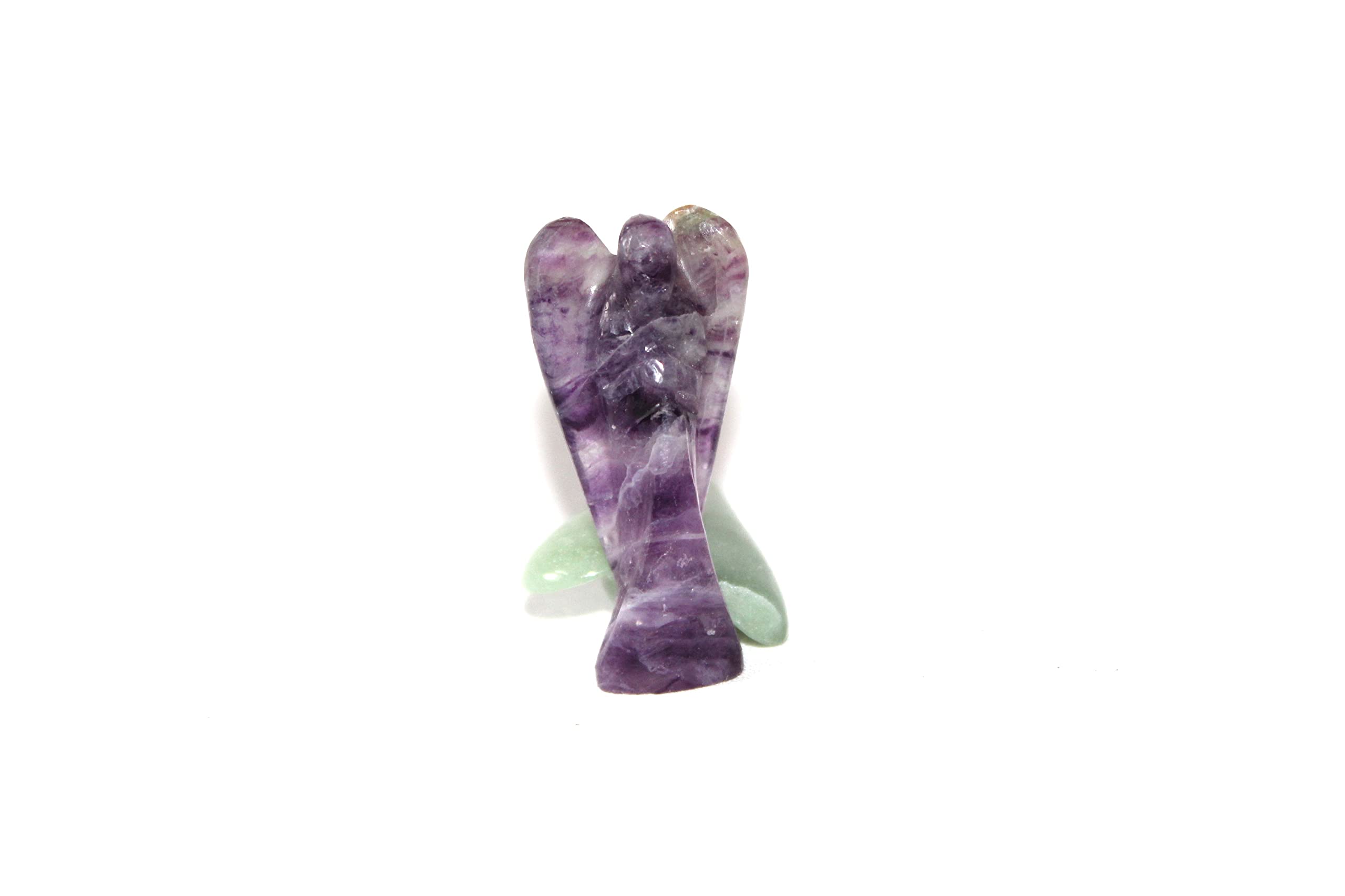 Purple Flourite Gemstone Angel | 2-inch | Carved Pocket crystal Guardian Angel | Natural Gemstone Angel