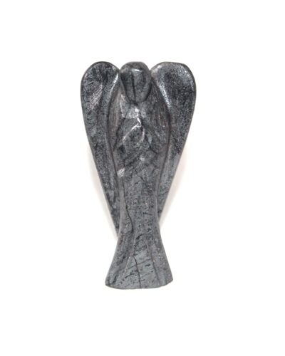 Hematite Gemstone Angel | 2-inch | Carved Pocket Crystal Guardian Angel | Natural Crystal Angel