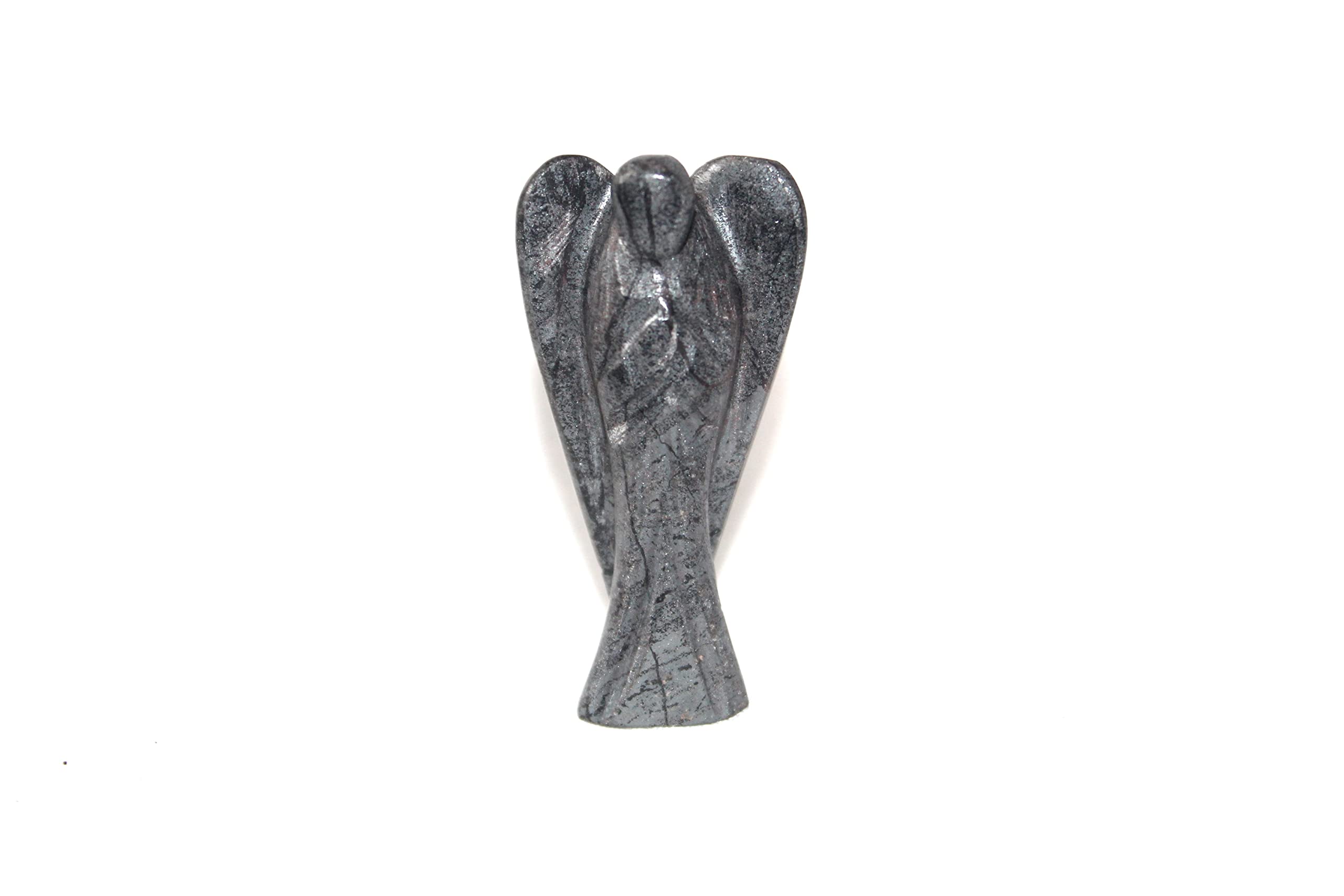 Hematite Gemstone Angel | 2-inch | Carved Pocket Crystal Guardian Angel | Natural Crystal Angel