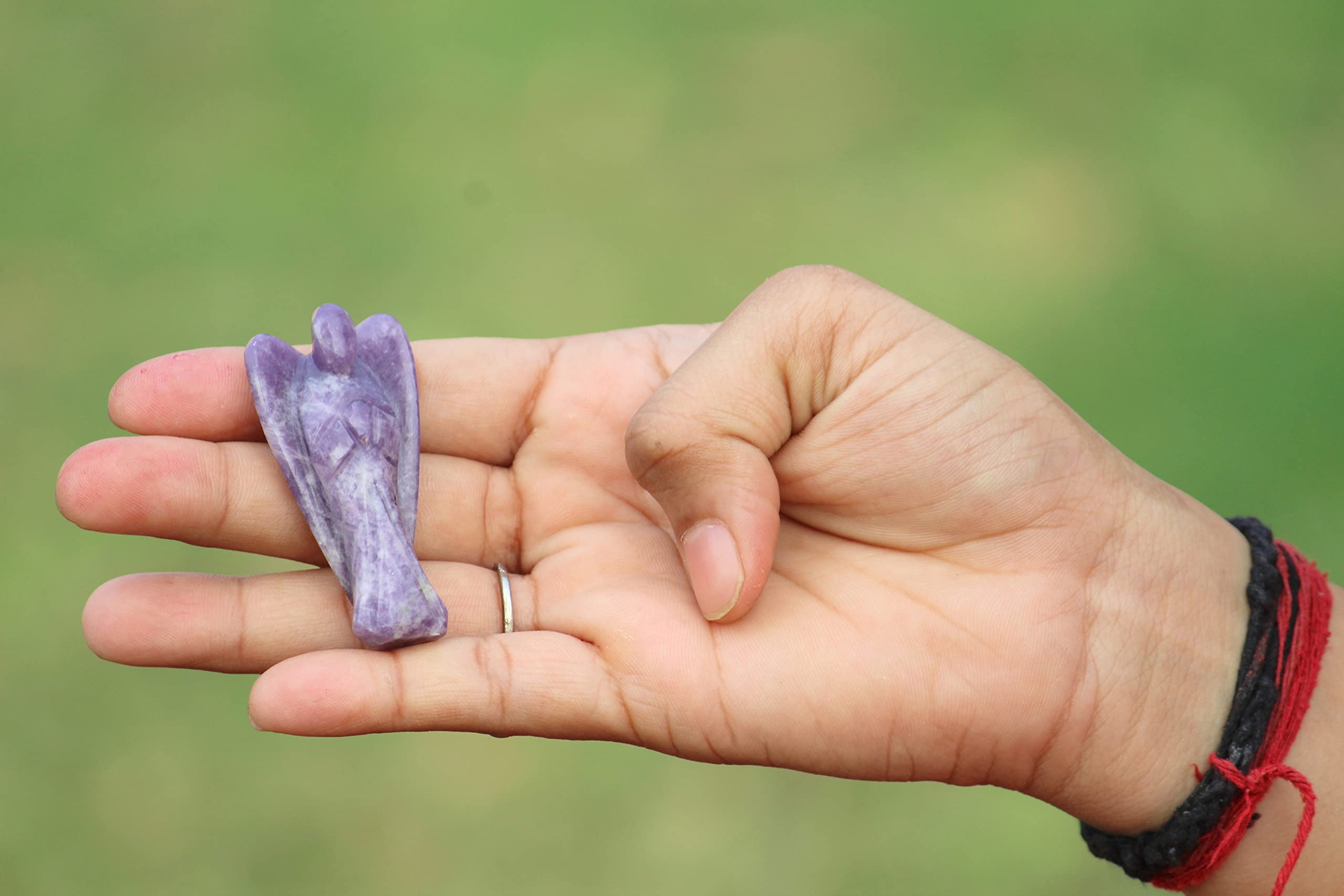 Lepidolite Gemstone Angel | 2-inch | Carved Pocket Crystal Guardian Angel | Natural Crystal Angel | Home Office Decor