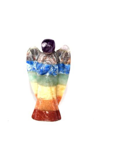 Chakra Bonded Angel | 2-inch | Chakra Balancing | Natural Gemstone Angel | Home Office Decor