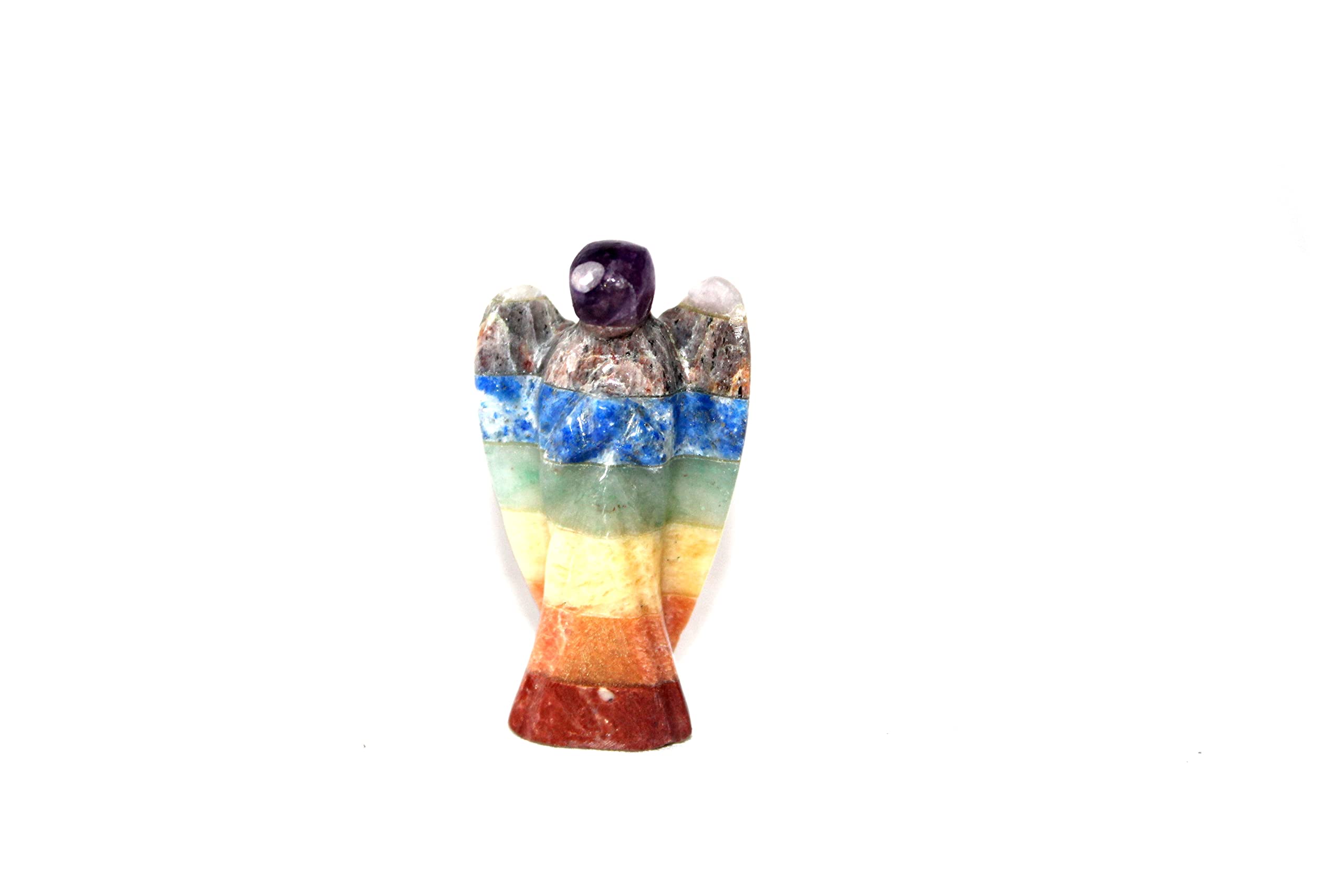 Chakra Bonded Angel | 2-inch | Chakra Balancing | Natural Gemstone Angel | Home Office Decor
