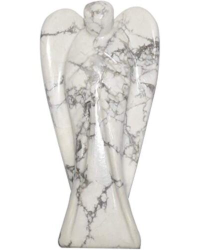 Howlite Gemstone Angel | 2-inch |  Carved Pocket Crystal Guardian Angel | Natural crystal Angel | Home Decor
