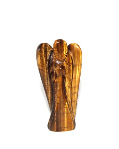 Tiger Eye Gemstone Angel | 2-inch | Protection Energy | Carved Pocket Crystal Guardian Angel | Home Office Decor