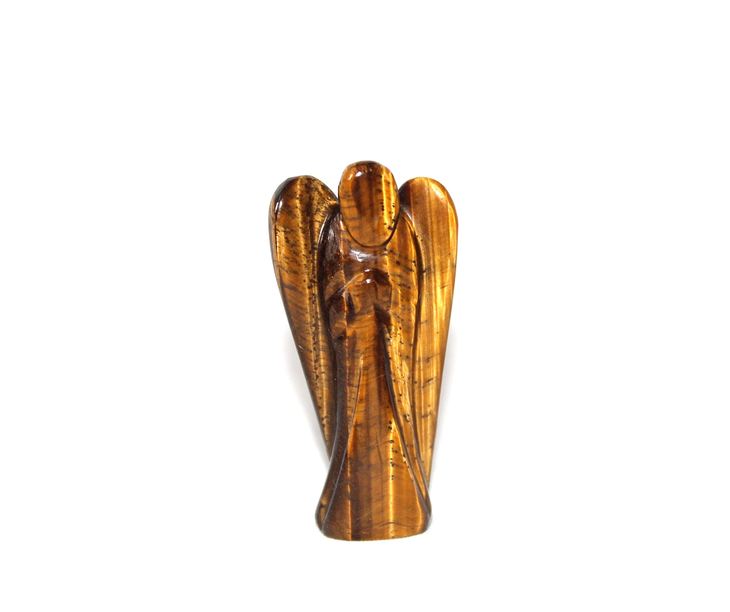 Tiger Eye Gemstone Angel | 2-inch | Protection Energy | Carved Pocket Crystal Guardian Angel | Home Office Decor