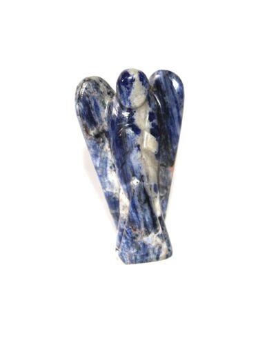 Sodalite Gemstone Angel | 2-inch | Carved Pocket Crystal Guardian Angel | Natural Gemstone Angel | Home Office Decor