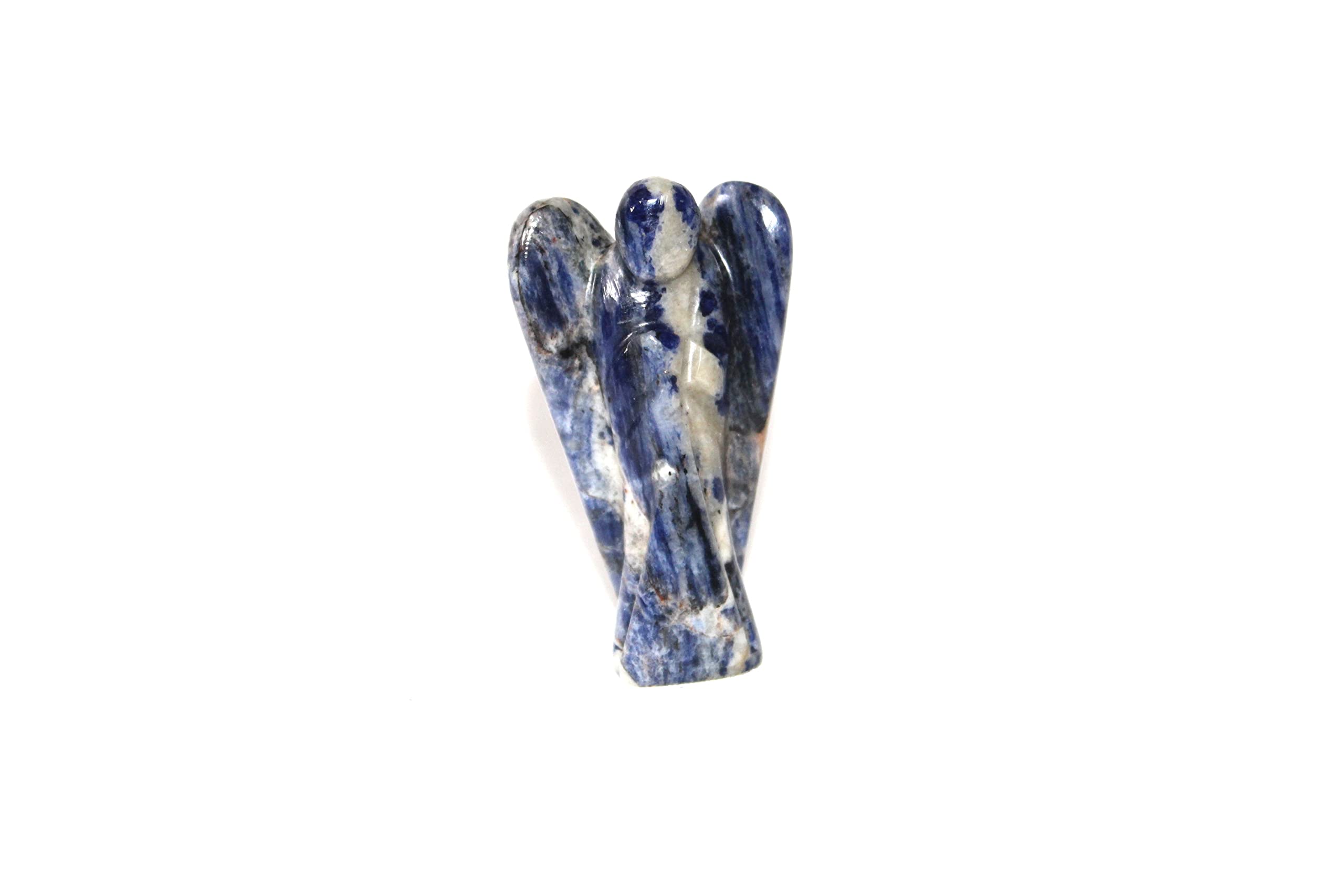 Sodalite Gemstone Angel | 2-inch | Carved Pocket Crystal Guardian Angel | Natural Gemstone Angel | Home Office Decor